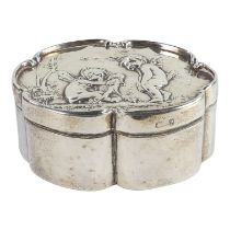 A silver box - Birmingham 1898, Deakin & Francis Ltd, of oval form, the repousse cover decorated