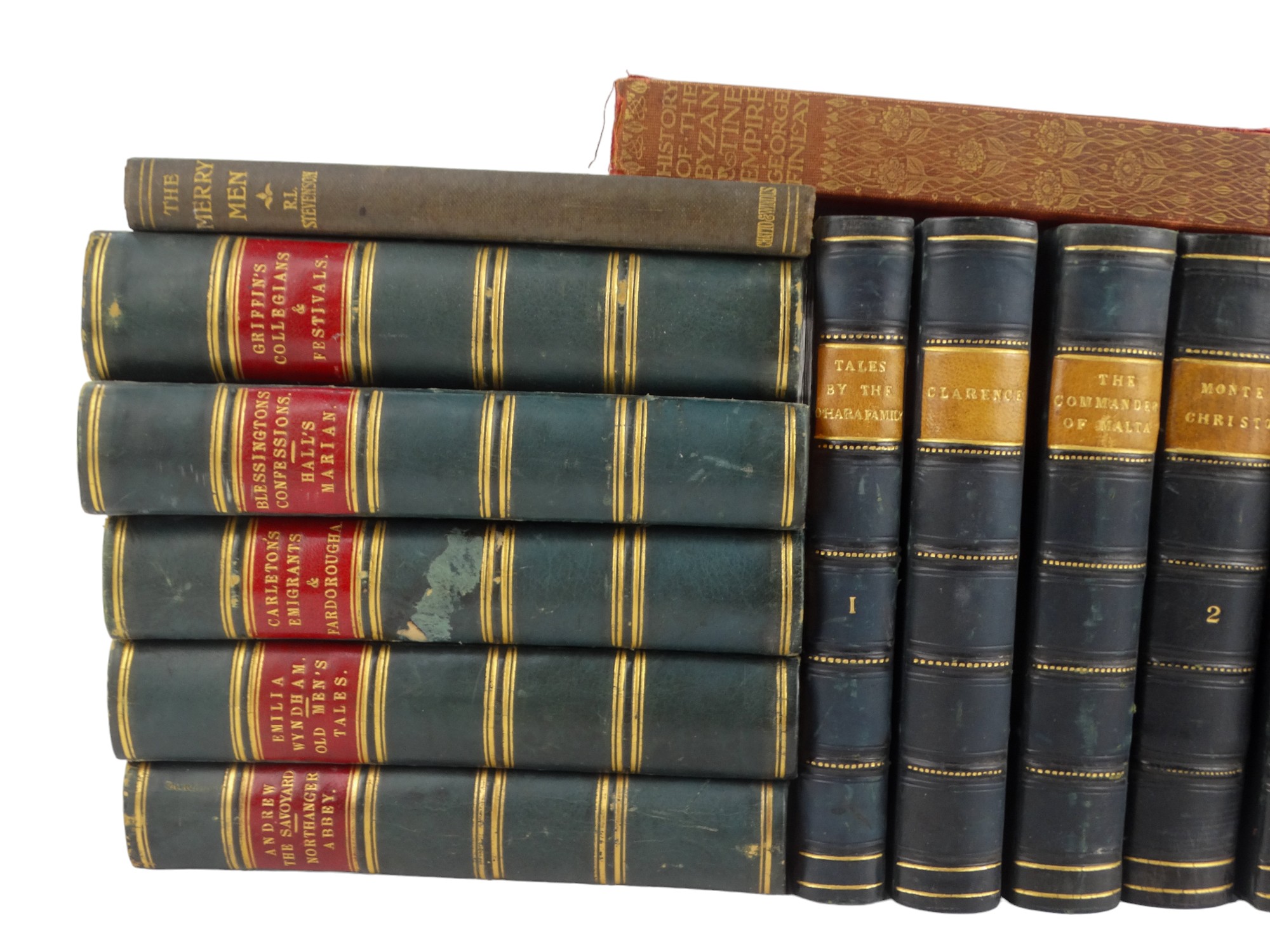 19th century novels in seventeen volumes - half bound in blue leather with gilt tooling and - Image 3 of 5