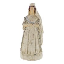 A late 19th century Staffordshire figure of Queen Victoria - height 43cm.