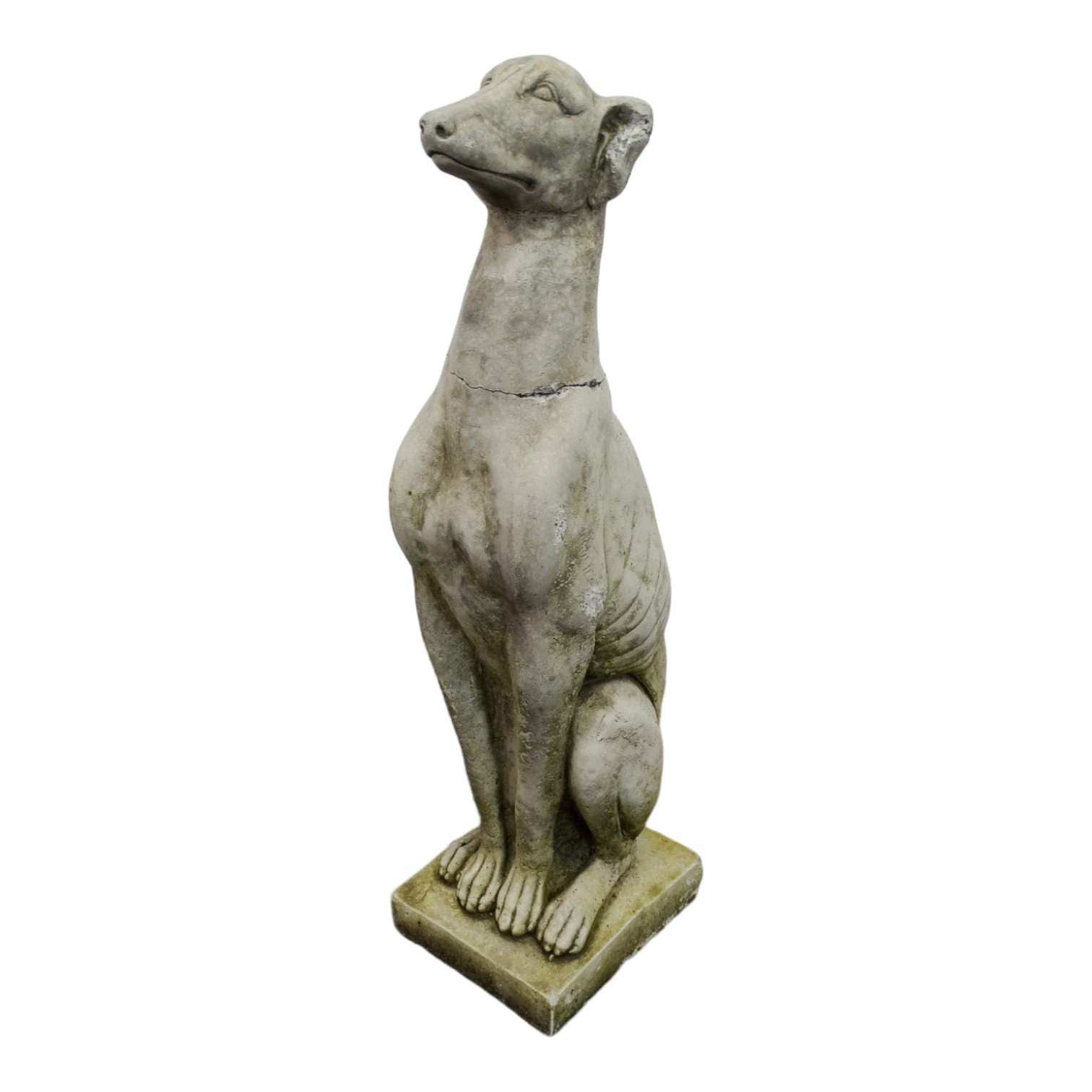 Pair of reconstituted stone dogs - seated alert pose, 55cm high - Image 6 of 10