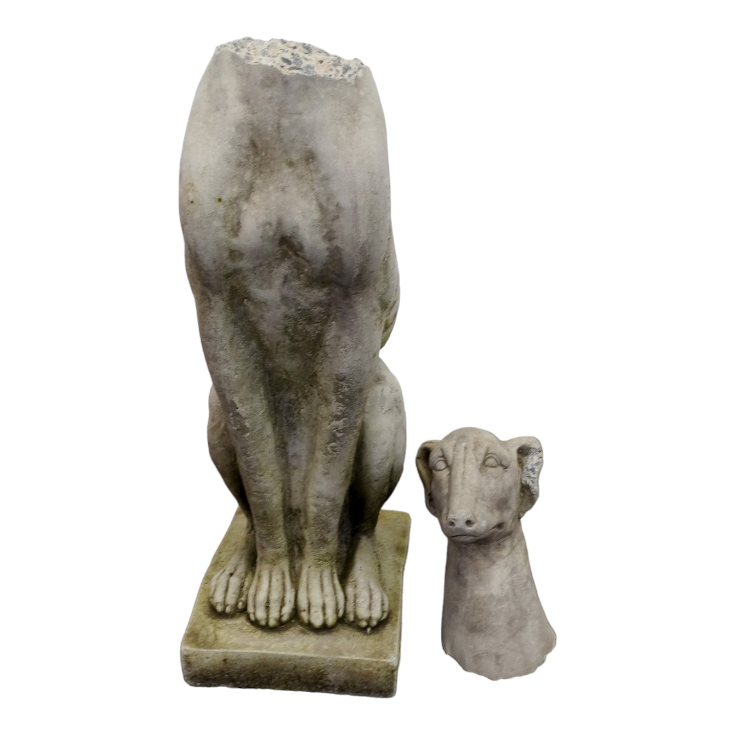 Pair of reconstituted stone dogs - seated alert pose, 55cm high - Image 5 of 10