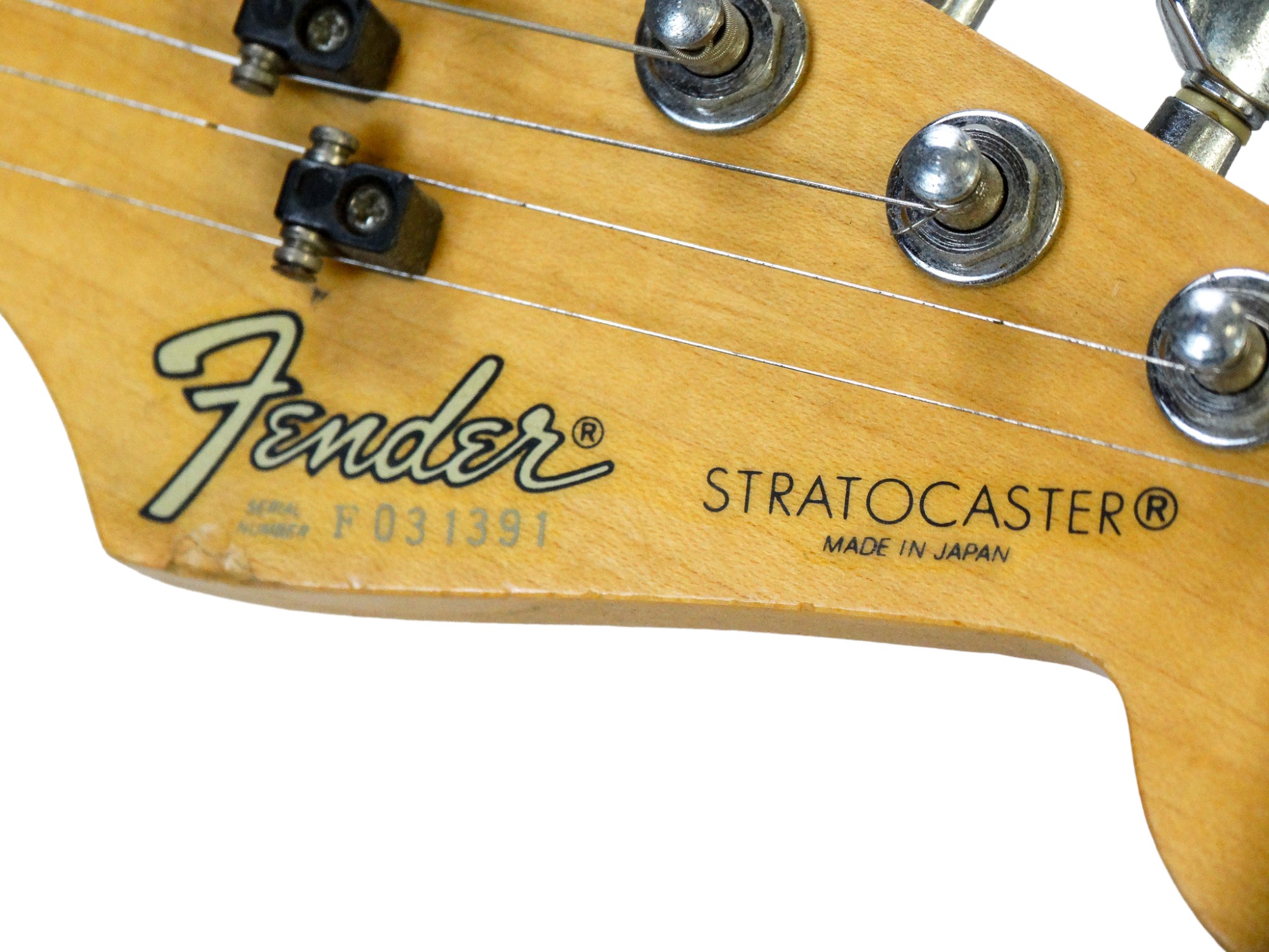 A Squires Stratocaster guitar made in Japan by Fender - with maple neck and rosewood fretboard, with - Image 6 of 10