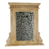 A 19th century style wall mirror - the aged rectangular plate within a distressed painted frame,