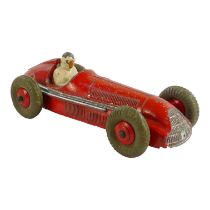 Dinky Toys No. 232 Alpha Romeo racing car - red body with red hubs, racing number 8.