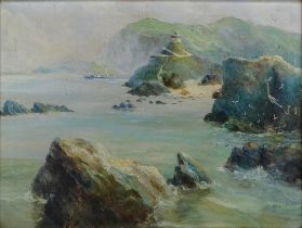J BUCKSEY (British 19th/20th Century) Arganite Bay with Nicholas Chapel and Paddle Steamer -