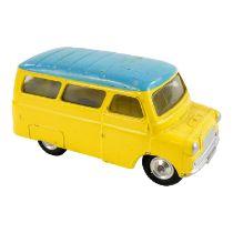 Corgi Toys 404 Bedford Dormobile Personnel Carrier - yellow body with light blue ribbed roof, silver