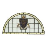 An early 20th century stained glass and leaded fanlight - incorporating the Cornish coat of arms, 72