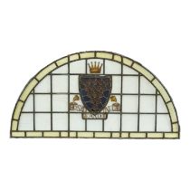 An early 20th century stained glass and leaded fanlight - incorporating the Cornish coat of arms, 72