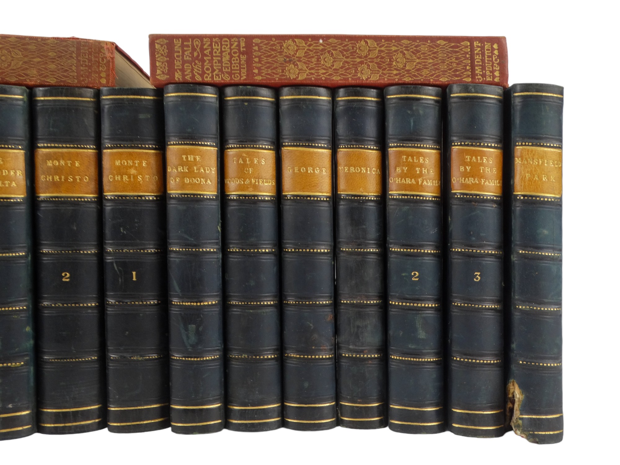 19th century novels in seventeen volumes - half bound in blue leather with gilt tooling and - Image 2 of 5