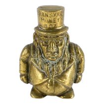 A vintage brass 'Transval' money box - modelled in the form of Paul Kruger, height 14cm.