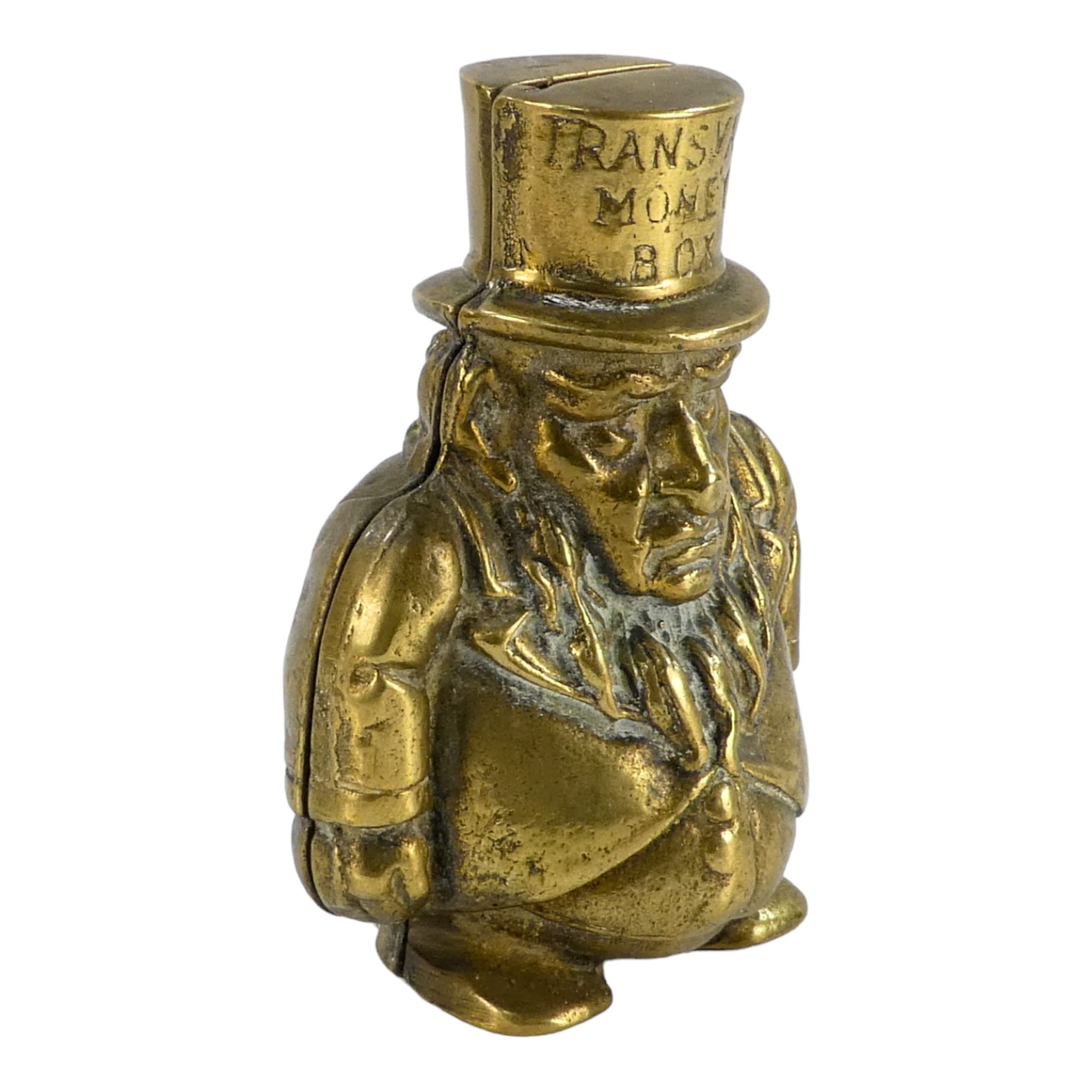 A vintage brass 'Transval' money box - modelled in the form of Paul Kruger, height 14cm. - Image 2 of 7