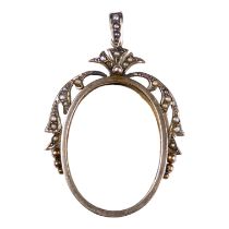 A 9ct gold oval locket frame - foliate set with pearls, weight 5.2g.