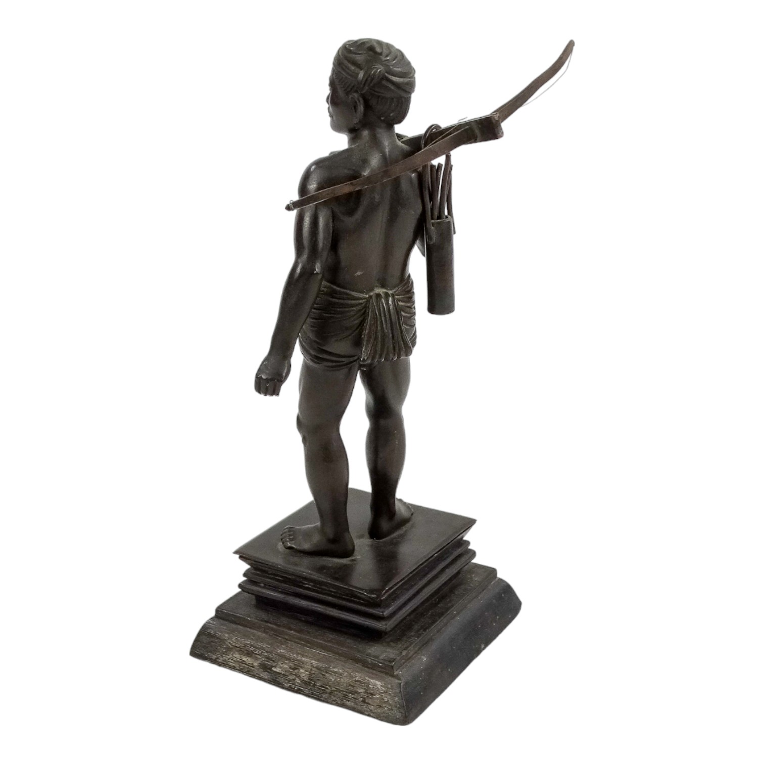 McTha Din 20th century Burmese Pegu bronze figure - standing holding a crossbow, signed to base, - Image 2 of 5