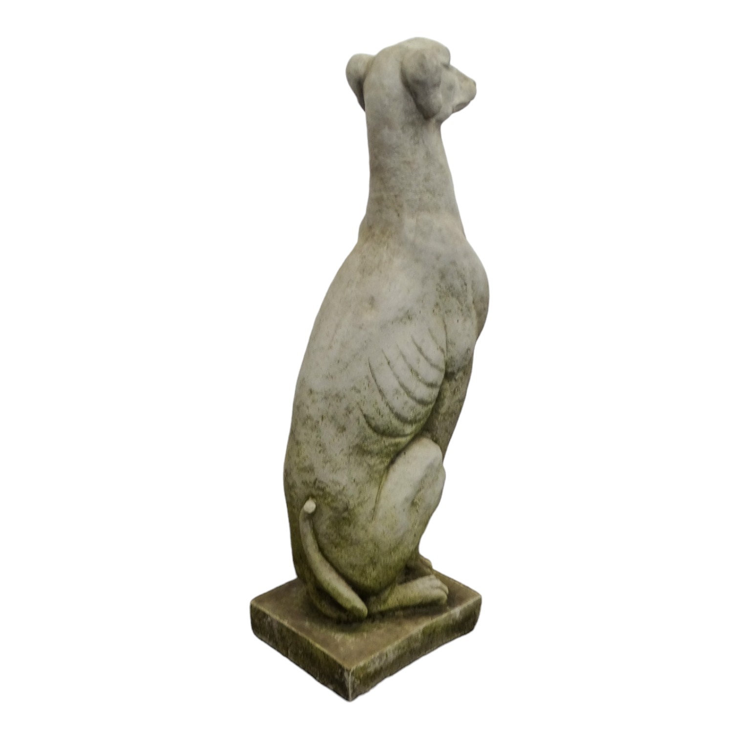 Pair of reconstituted stone dogs - seated alert pose, 55cm high - Image 4 of 10