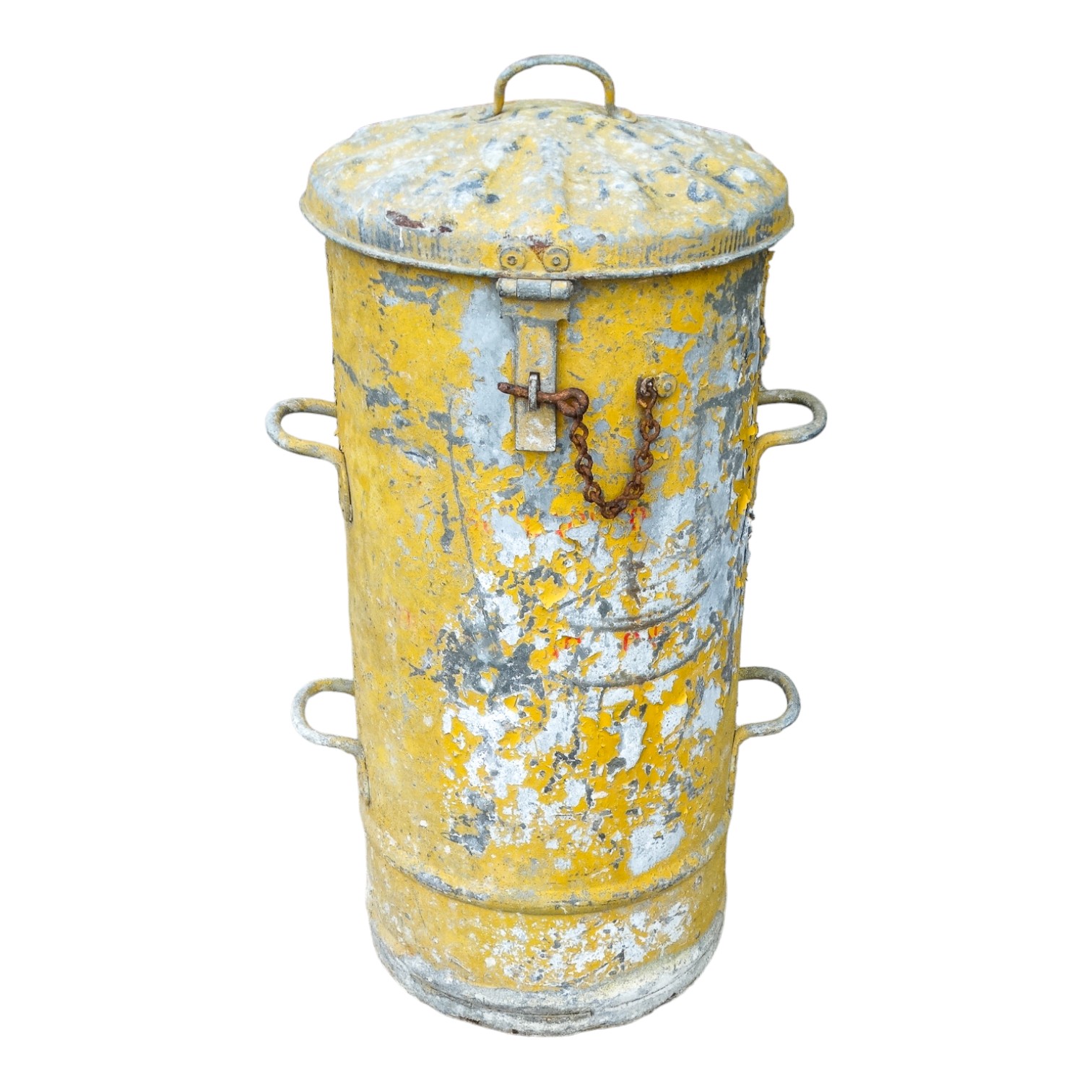 An early 20th century galvanised feed bin - with four handles and hinged cover, in a distressed - Image 2 of 3