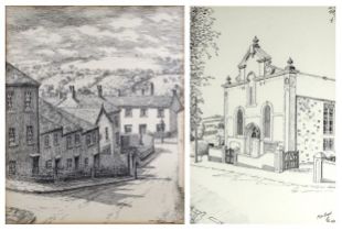 # Willian A. Martin (Cornish 1899-1988) Back Street Falmouth Pen and ink Signed lower right Framed