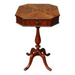 19th century mahogany occasional table - the square top with canted corners on a turned support,