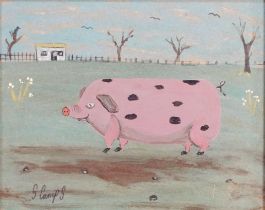 Steve CAMPS (Cornish contemporary b.1957) Jake the Pig Acrylic on board Signed lower left, titled