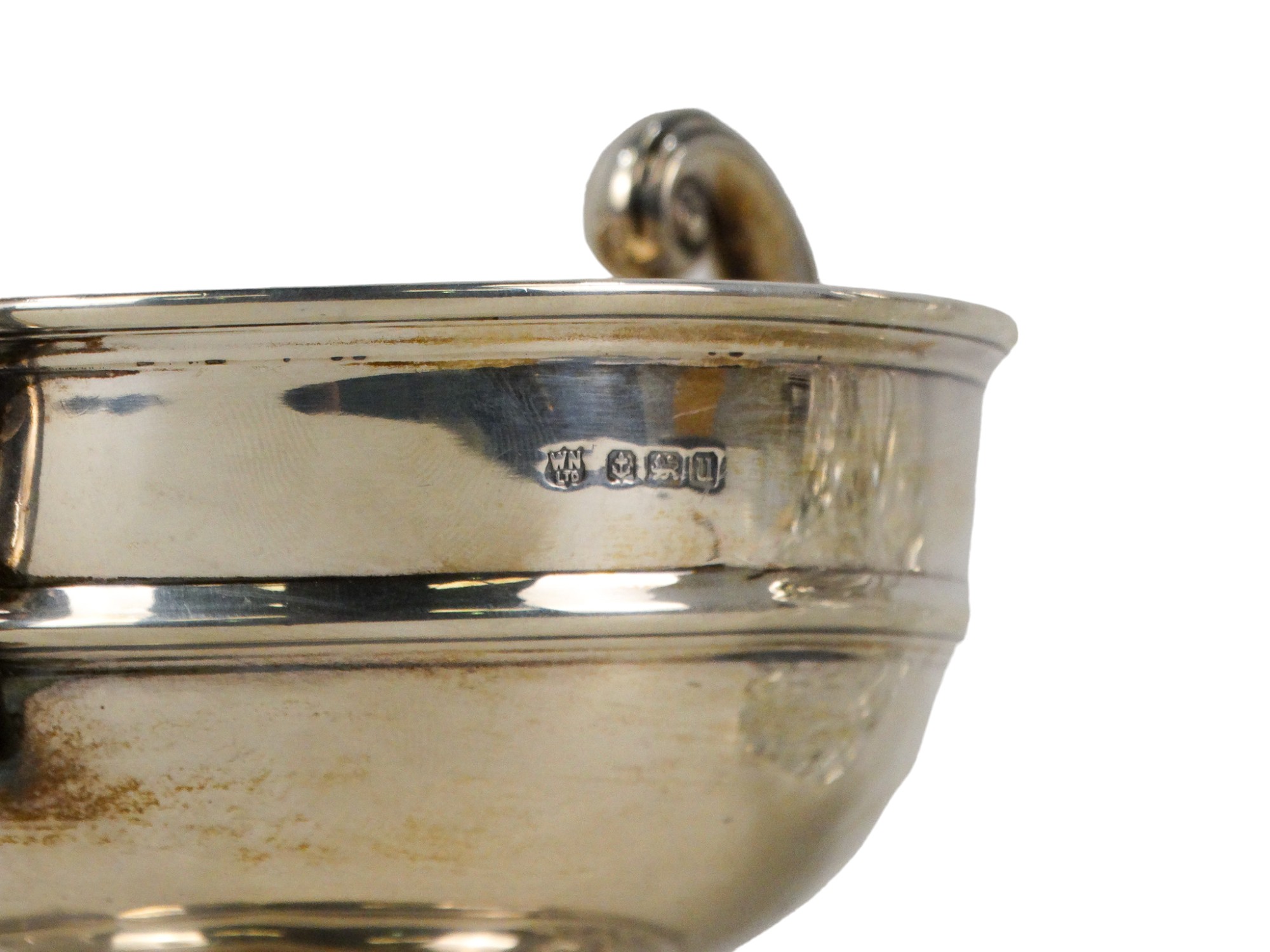A small silver twin handle rose bowl - Birmingham 1919, plain form with a gridle, together with a - Image 5 of 6