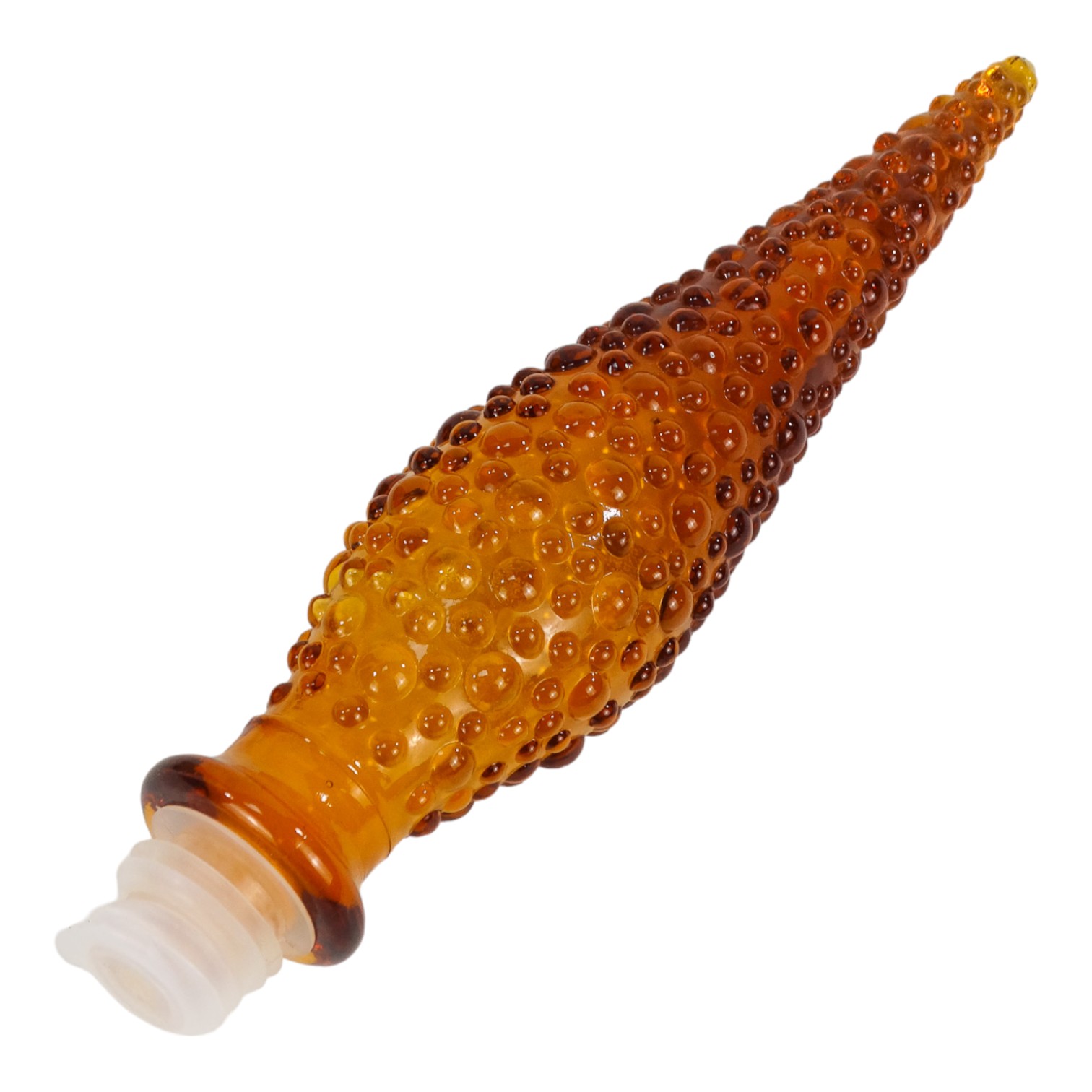 An Empoli genie bottle vase and stopper - amber with blister decoration, 57cm high - Image 5 of 6