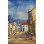 # DAVID Street Scene Oil on board Signed lower left Framed Picture size 29 x 19cm Overall size 45