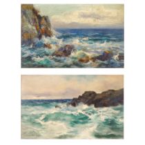 # Alfred Joseph Warne BROWNE (1855-1915) A pair of Cornish Seascapes Oil on panel Framed Each