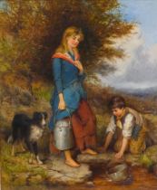 # Frederick Gerald KINNAIRD (act. 1864-1881) Drawing Water From The Spring Oil on canvas, relined