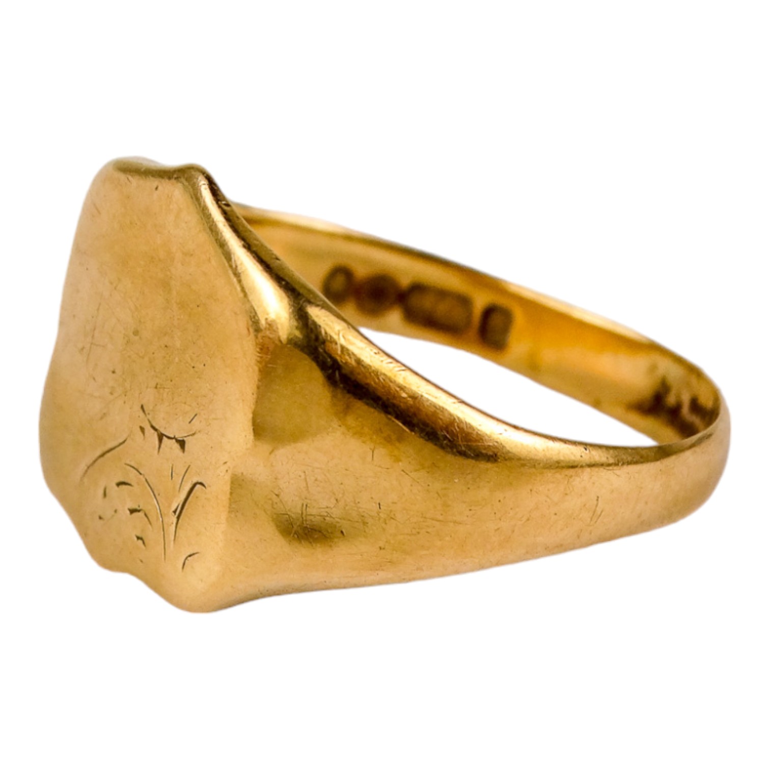 A 9ct yellow gold signet ring - size Q/R, weight 4.1g. - Image 2 of 3