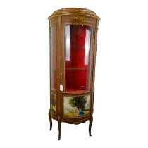 A 20th century Vernis Martin style display cabinet - gilt mounted, the bowed glazed panel door