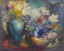 # Hamish LAWRIE (1919-1987) Still Life Flowers Oil on board Signed lower left Framed Picture size 49