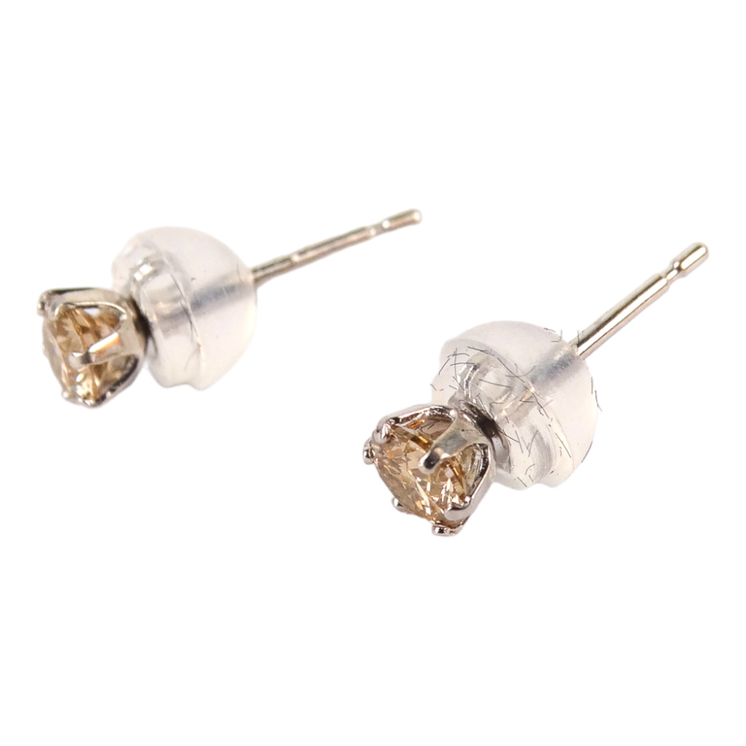 A pair of 18ct white gold diamond solitaire stud earrings - diamond weight 0.40ct approximately, - Image 2 of 4