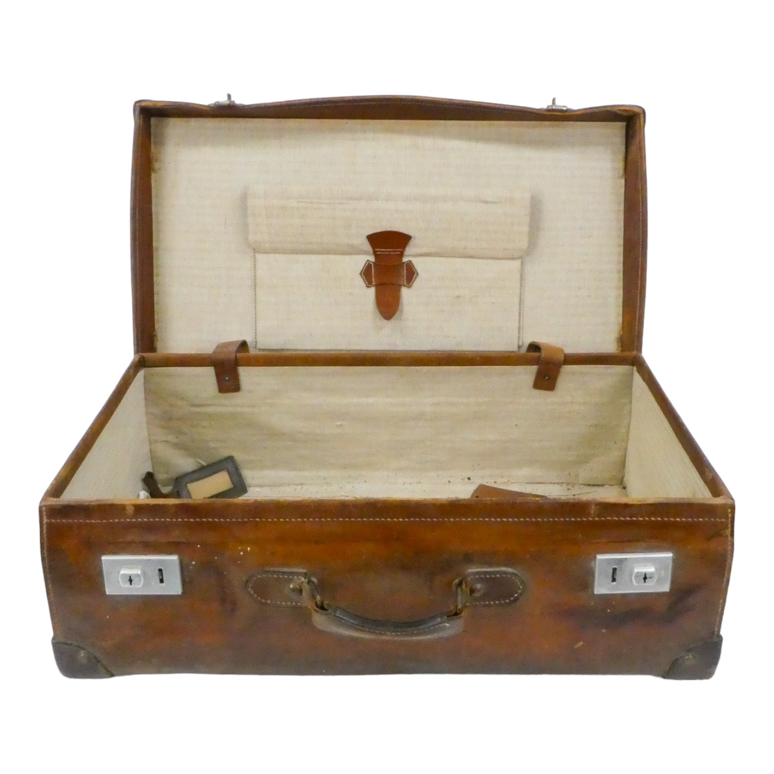 An early 20th century tan leather suitcase - with interesting luggage labels, together with - Image 11 of 11