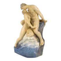 A Royal Copenhagen porcelain figure group 'The Kiss' - introduced 1953, modelled as a pair of