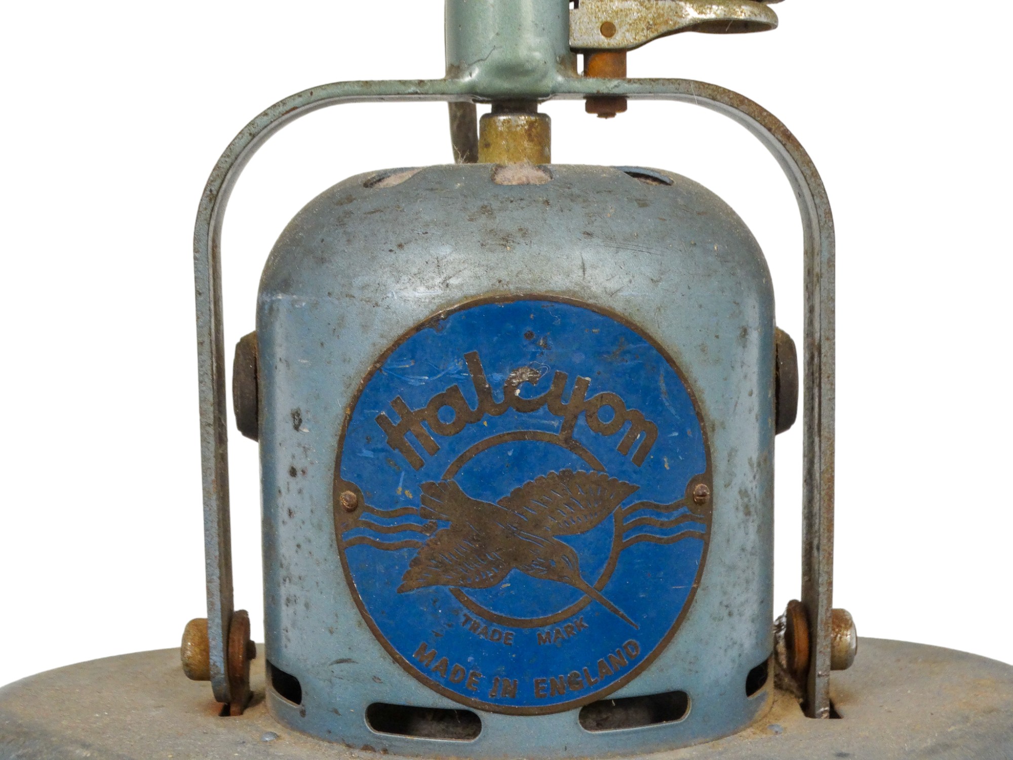 A vintage Halcyon floor buffer - with a blue finish and three rotating pads - Image 6 of 7