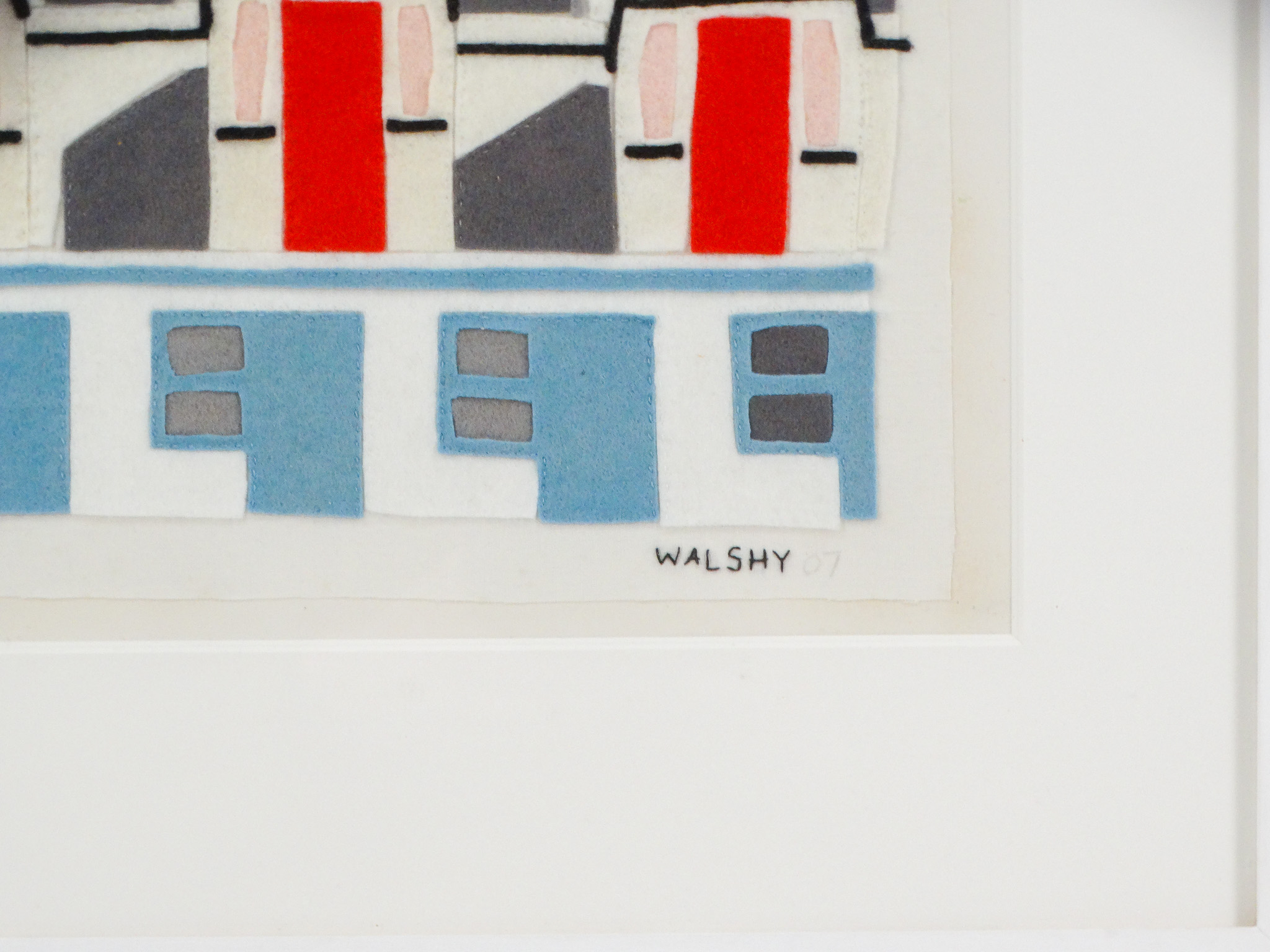 Emma WALSH (WALSHY b. 1973) Beach Huts 2 Felt on cotton Signed and dated 07 in thread lower right - Image 3 of 5