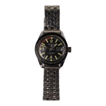 A gentlemans Lucerne Divers watch - with black face and stainless steel strap.