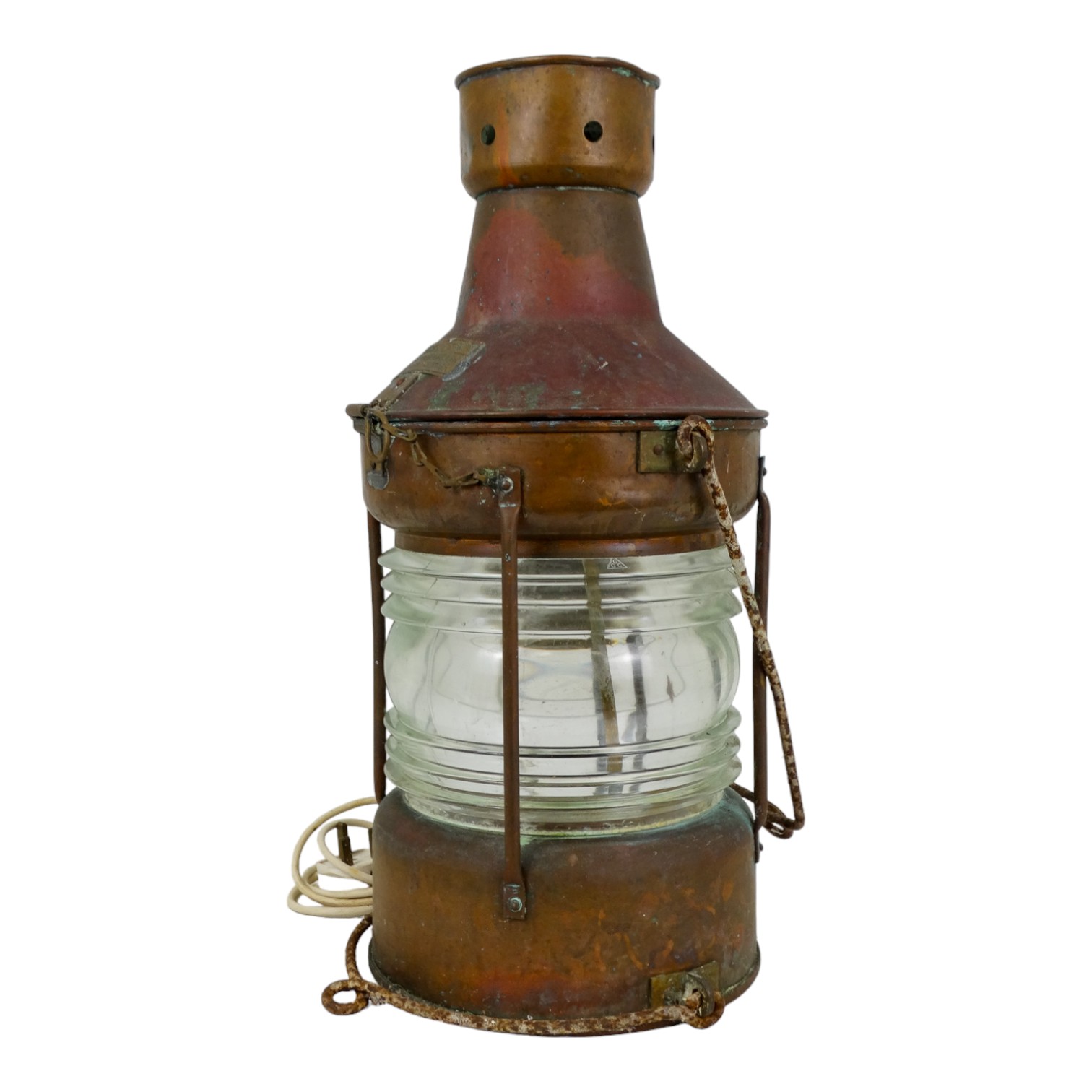 An early 20th century masthead light by H. Henriksen - copper with wrought steel handles, - Image 2 of 5