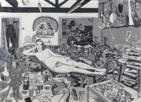 Sir Grayson Perry (born 1960) Reclining Artist Print on linen Framed and glazed Picture size 67 x