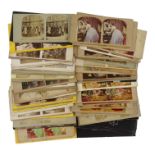 A quantity of stereoscopic viewing cards - both views and staged domestic scenes, (qty)