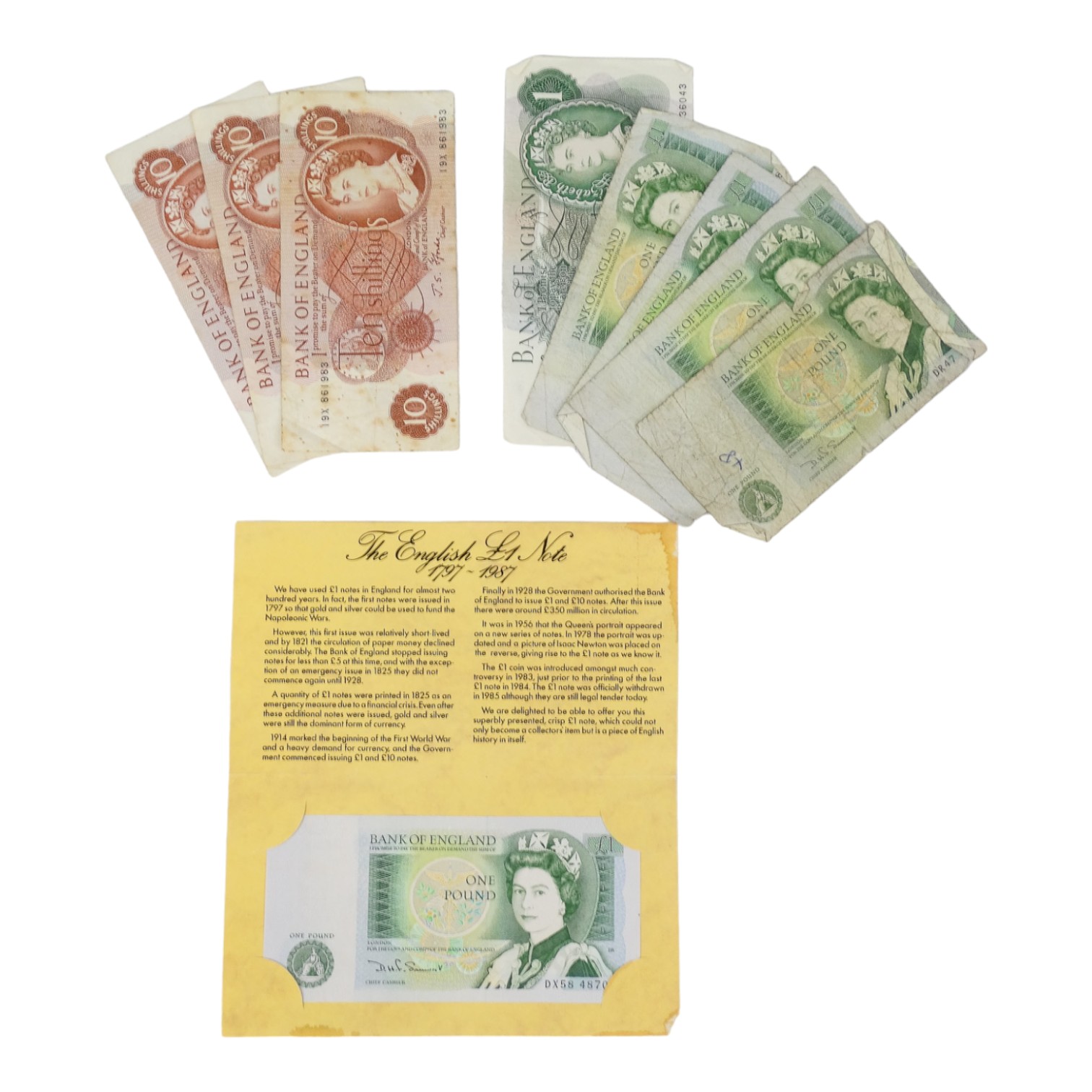 A One Pound note - last issue D H F Somerset, uncirculated, together with five further one pound