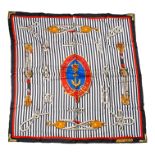 A Ralph Lauren silk scarf - with nautically themed decoration, 89 x 89cm, boxed.