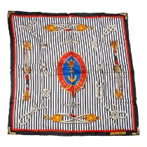 A Ralph Lauren silk scarf - with nautically themed decoration, 89 x 89cm, boxed.