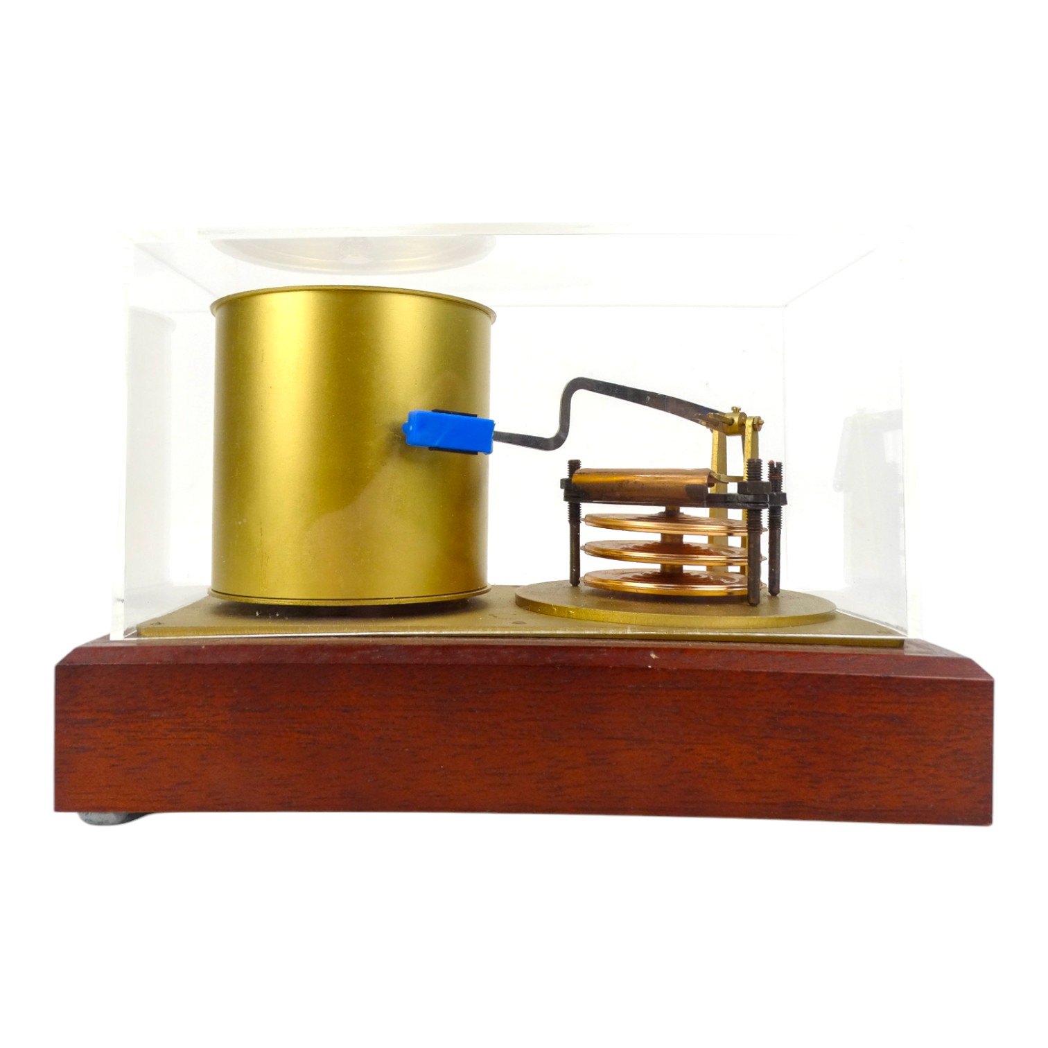 A late 20th century barograph by G Lufft - battery powered with a Perspex cover and mahogany base, - Image 2 of 5