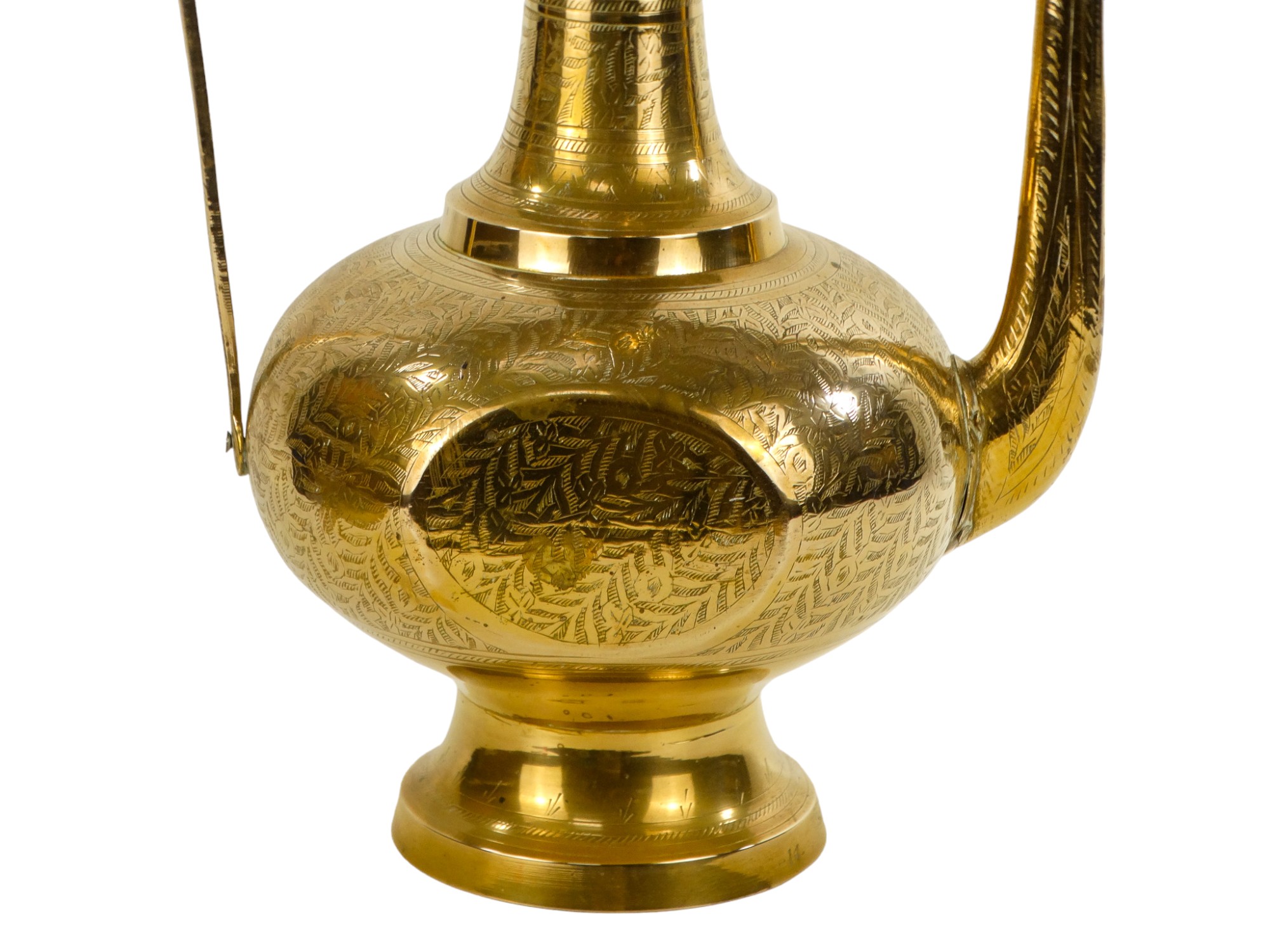 A 20th century Indian brass coffee pot - with incised foliate decoration, 66cm high - Image 2 of 7