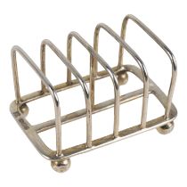 A small silver four division toast rack - Sheffield 1916, Martin Hall & Co Ltd, length 6.5cm, weight
