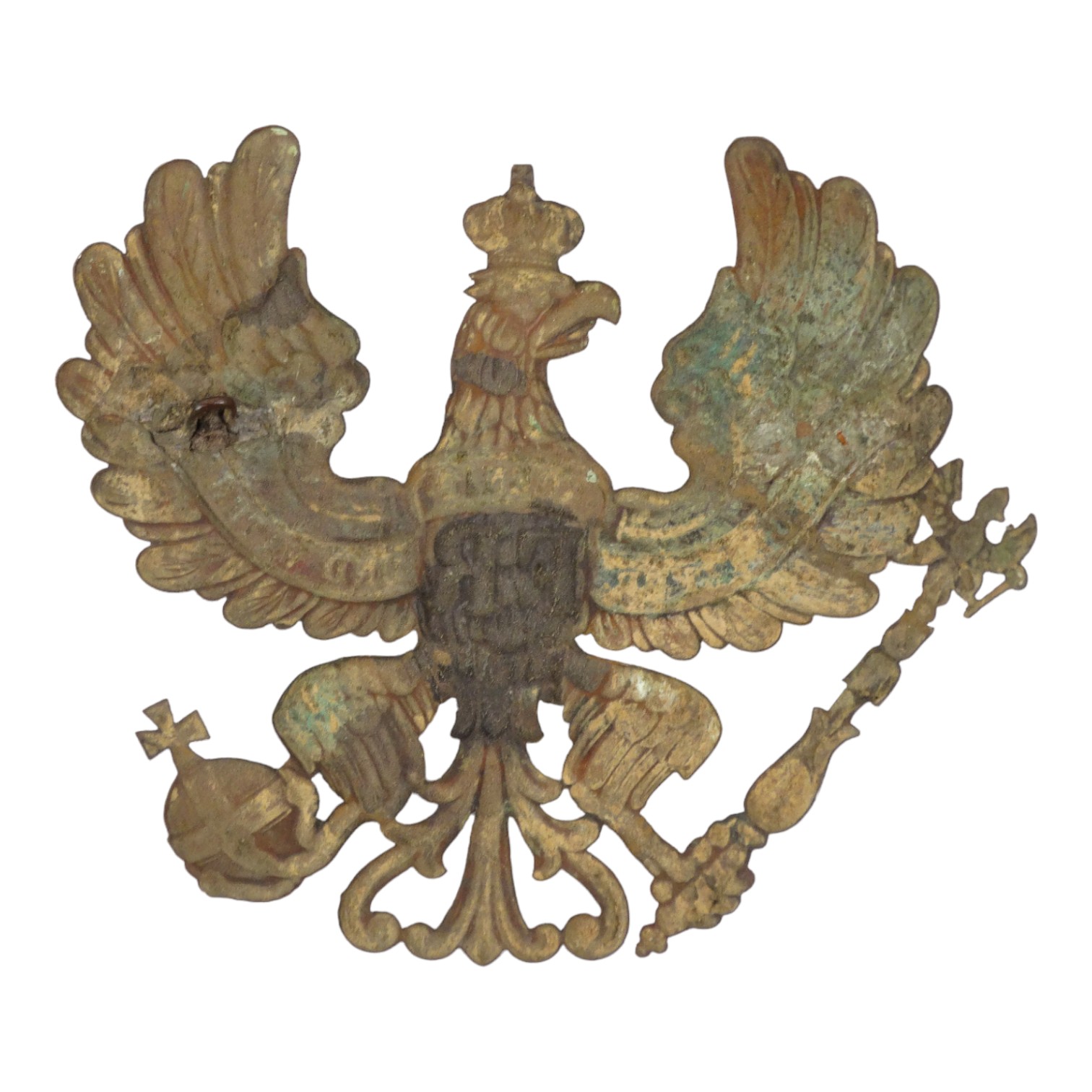 A World War I Imperial German officers pickelhaube badge - bearing eagle with motto Mit Gott Fur - Image 2 of 2