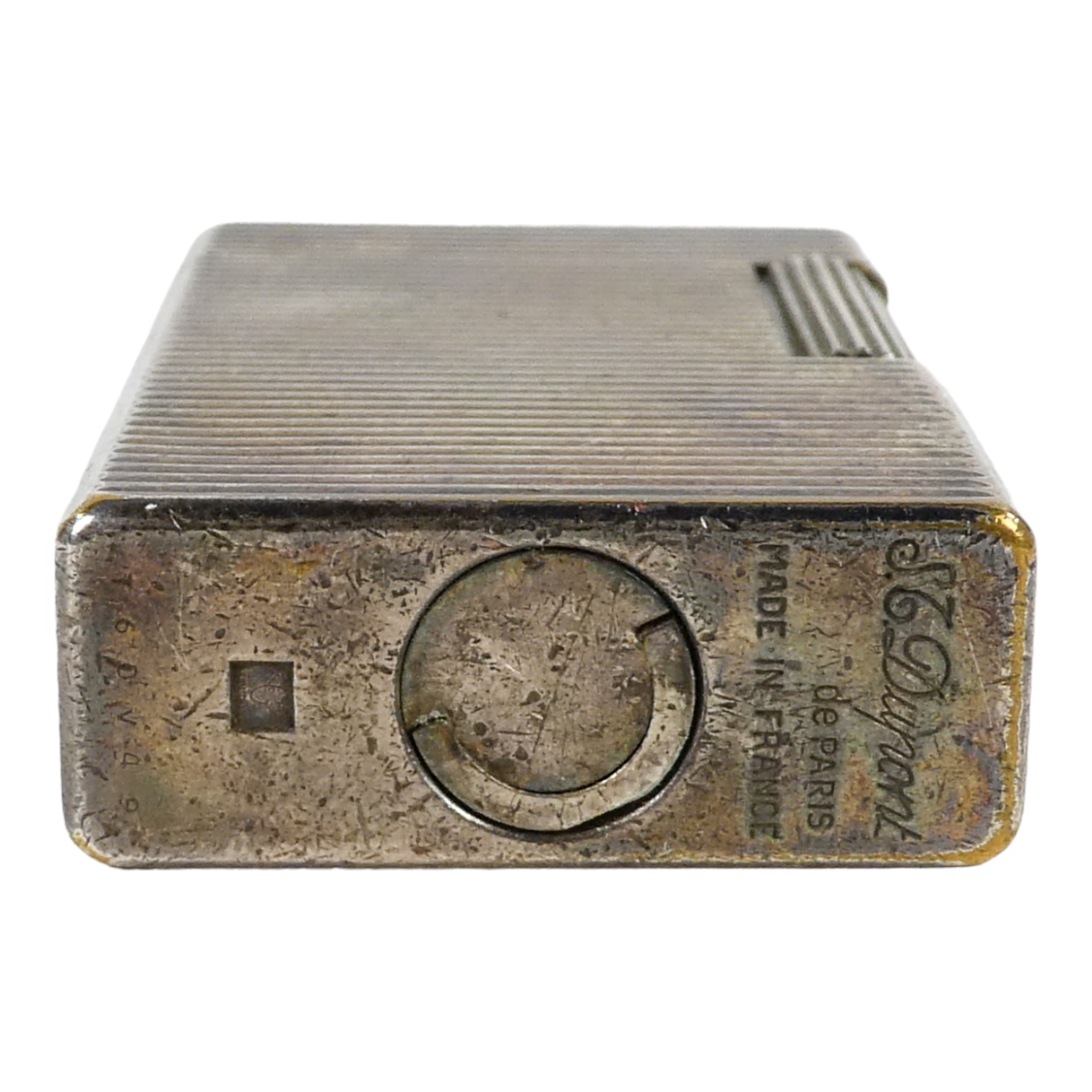 A vintage Dupont lighter - silver plated, with linier engine turning, 6cm high - Image 3 of 5
