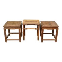 A late 19th century Chinese rectangular oriental hardwood table - the cleated panel top on turned