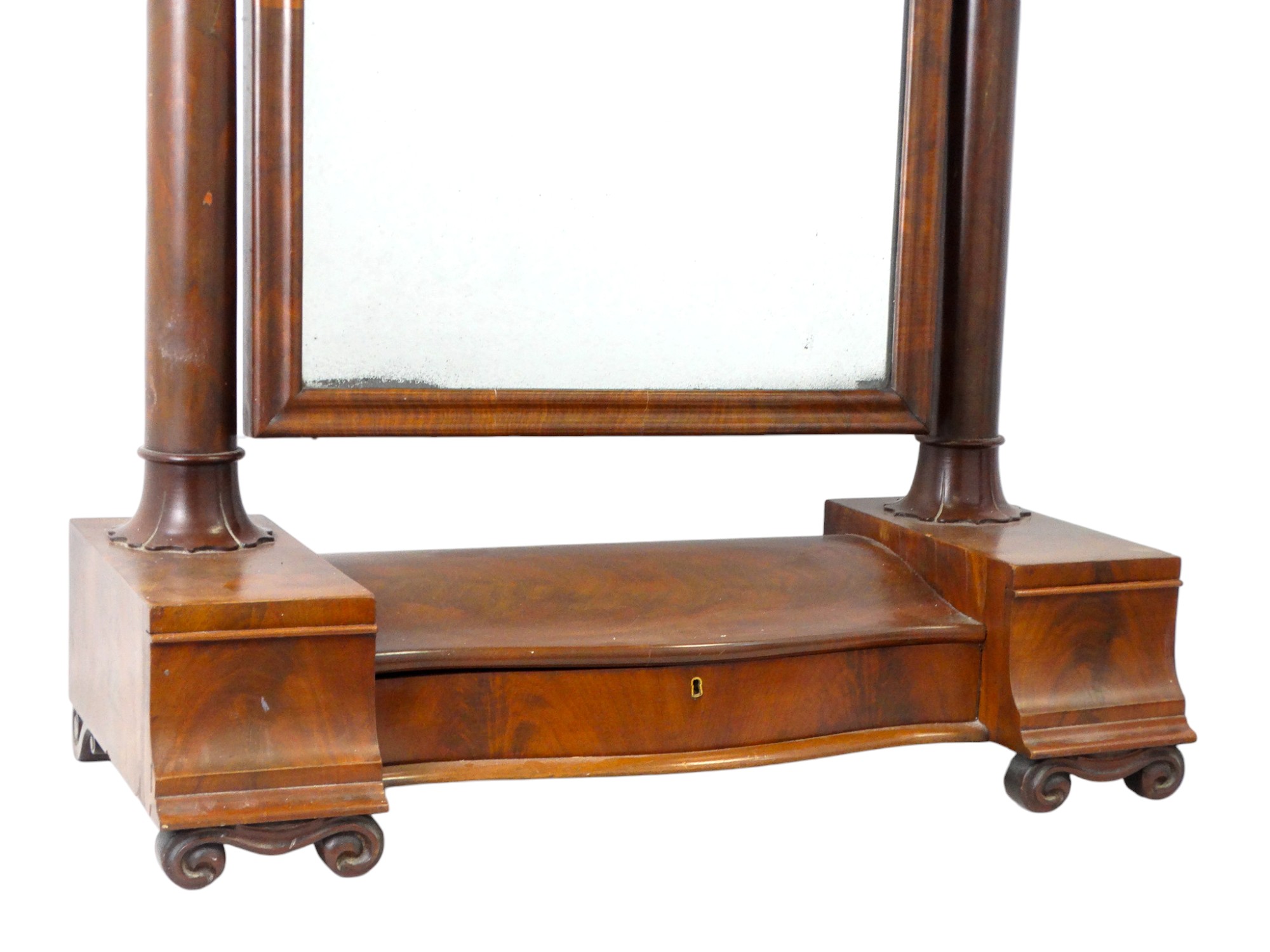 A Victorian mahogany toilet mirror - the arched rectangular plate between columnar supports, the - Image 2 of 3