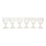 A set of six footed glasses - with frosted decoration.